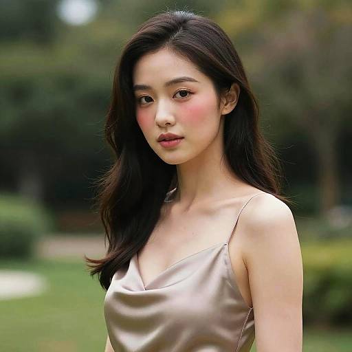 Portrait of Asian Woman in Silk Dress