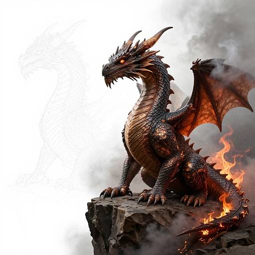 Realistic Dragon Emerges from Line Art