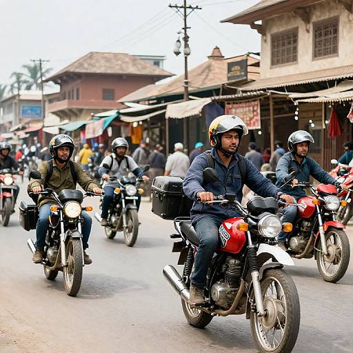 Motorcycle Adventure Through Bustling Marketplace