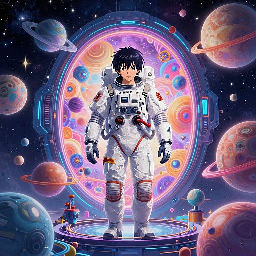 Vivid Sci-Fi Portal with Astronaut