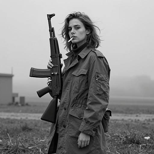 Moody Black and White Woman Portrait