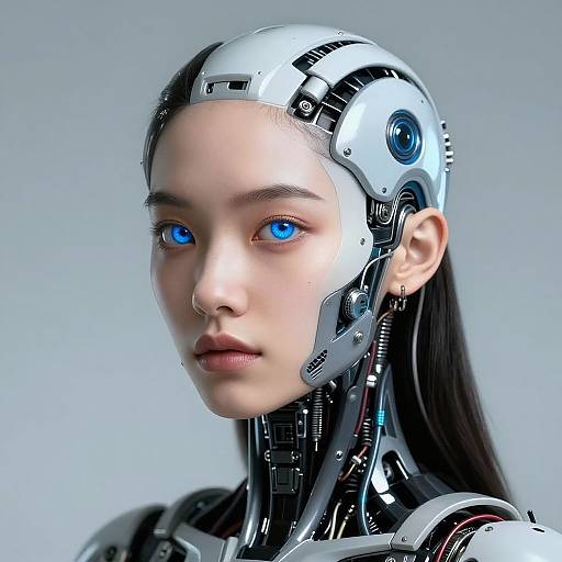 Cybernetic Girl Headshot Concept Art