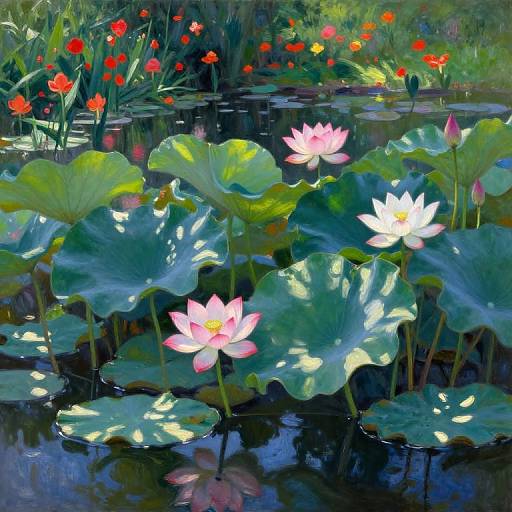 Impressionist Lotus Blossom Pond