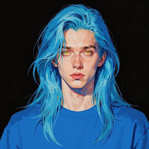 Ilya Kuvshinov Inspired Blue-Haired Portrait