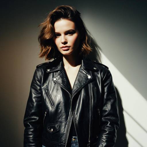 Fashion Model in Vintage Leather Jacket