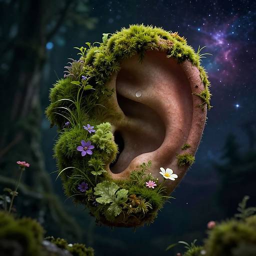Mystical Ear with Forest and Universe