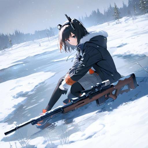 Adachi Rei in Military Gear Outdoors