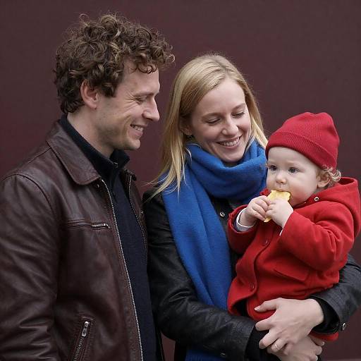 Joyful Family Moment Against Dark Wall