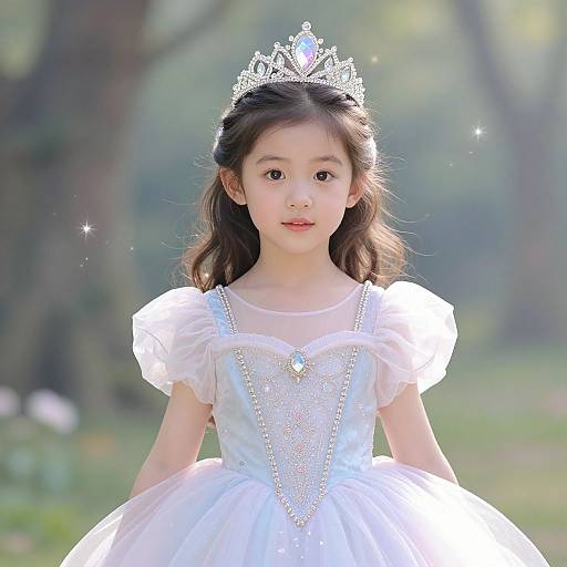 Young girl in princess gown with tiara