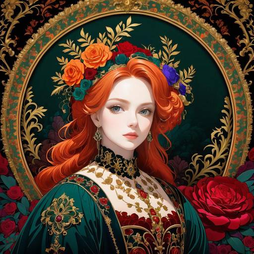 Elegance in Baroque: A Fiery Portrait