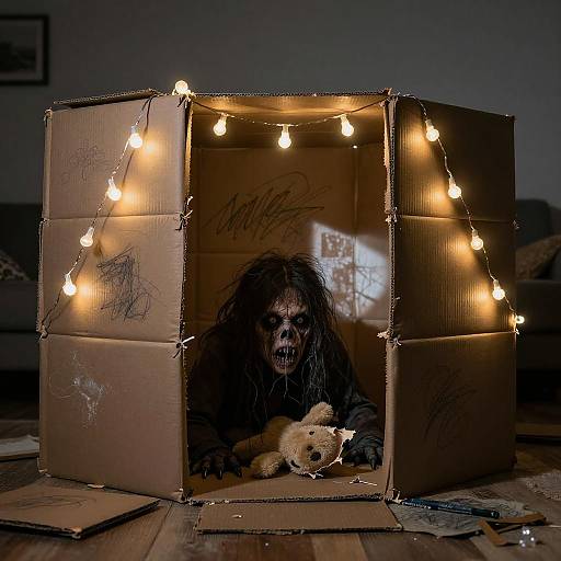 Moonlit Monster in Crayon Cardboard Fort