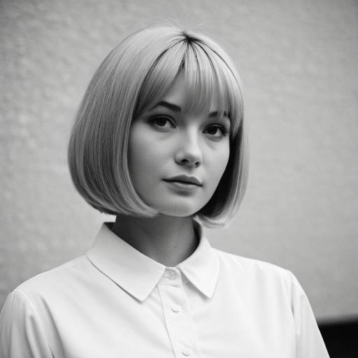 Portrait of Woman with Blonde Bob Haircut