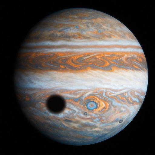 Moon Shadow over Swirling Gas Giant