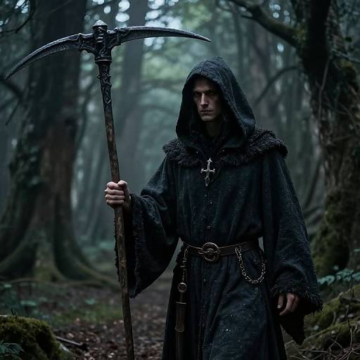Dark-Robed Druid with Scythe