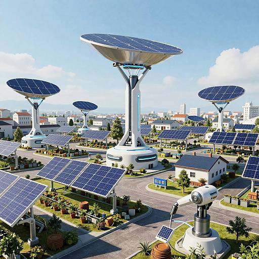 Futuristic Solar-Powered Village Concept