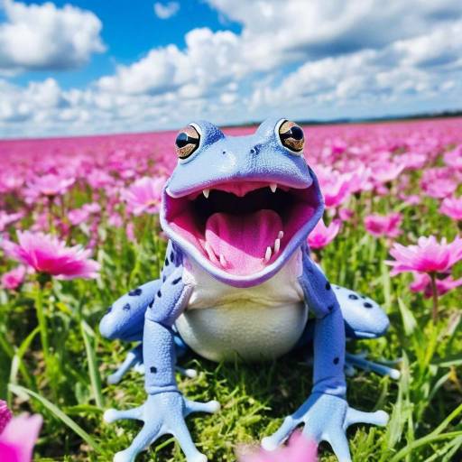 Joyful Frog in a Flower Field