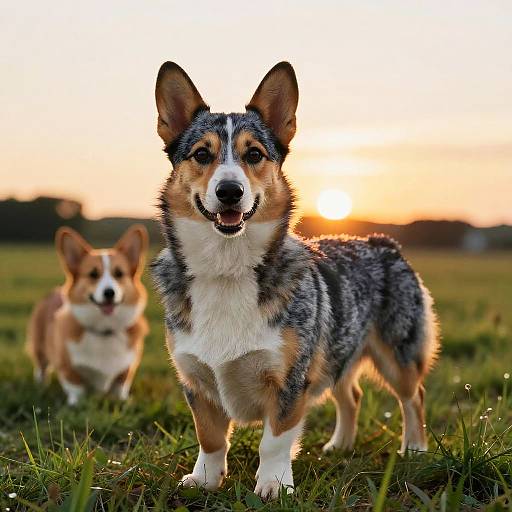 Proud Cattle Dog Corgi Mix at Sunset