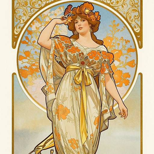 Elegant Woman in French Art Nouveau