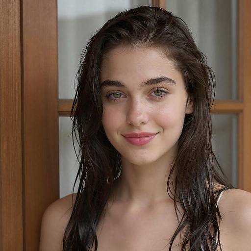 Young Woman with Wet Hair Smiling