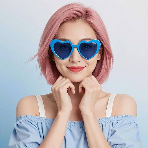 Stylish Asian Woman with Pink Bob Hair