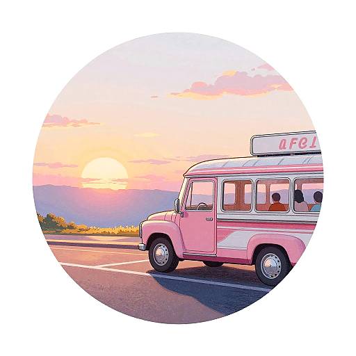 Retro Diner Sunset Illustration