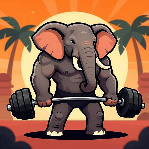 Muscular Elephant Bodybuilding Vector