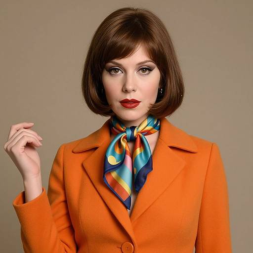 70s Fashion Icon with Vibrant Scarf