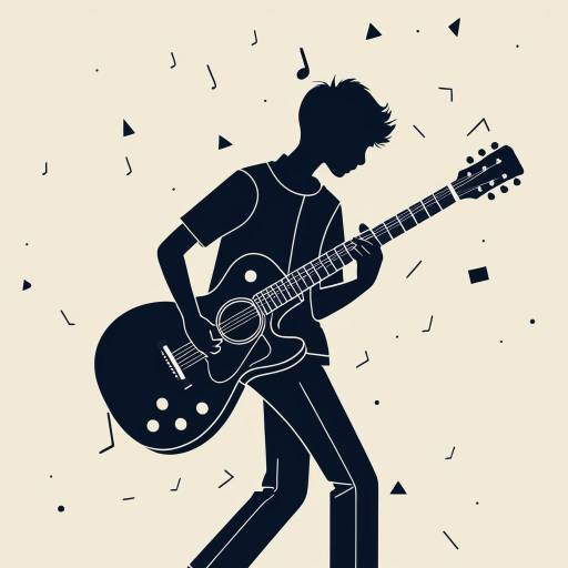 Minimalist Illustration of Boy Playing Guitar