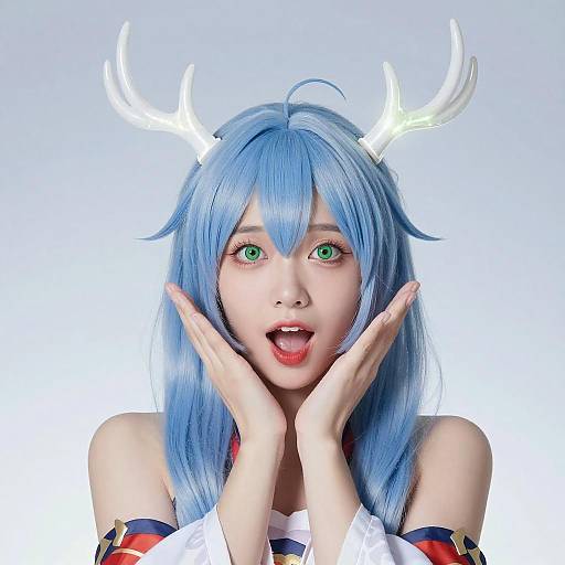 Young Woman with Glowing Antlers