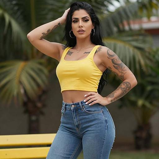 Confident Tattooed Woman Outdoors