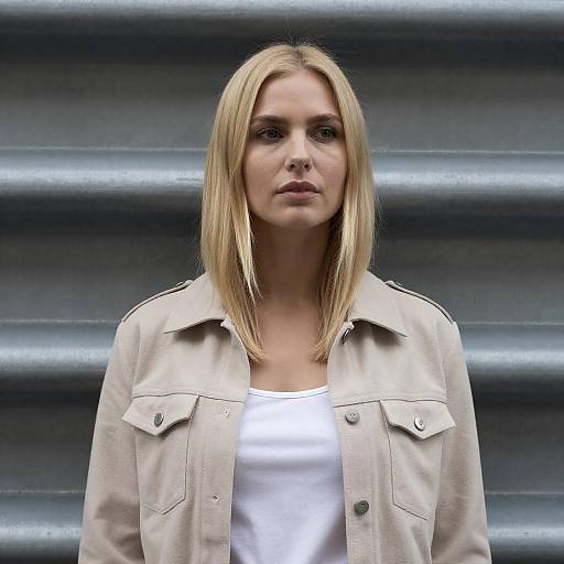 Blonde Woman Amidst Metal Beams