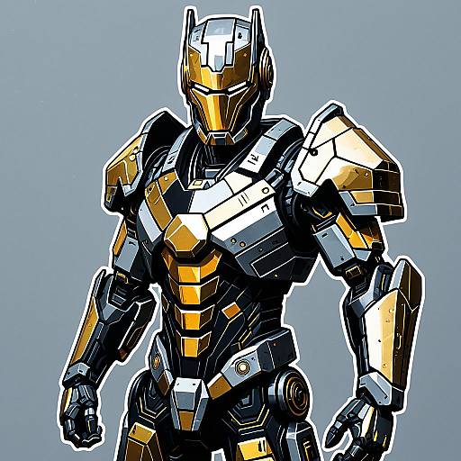 Cybernetic Warrior Sticker Illustration