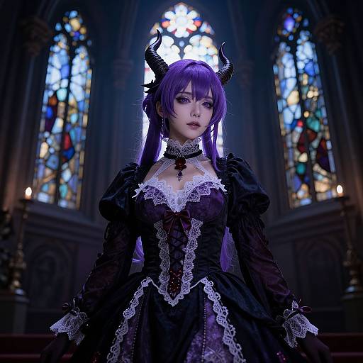 Gothic Anime Girl in Dark Castle