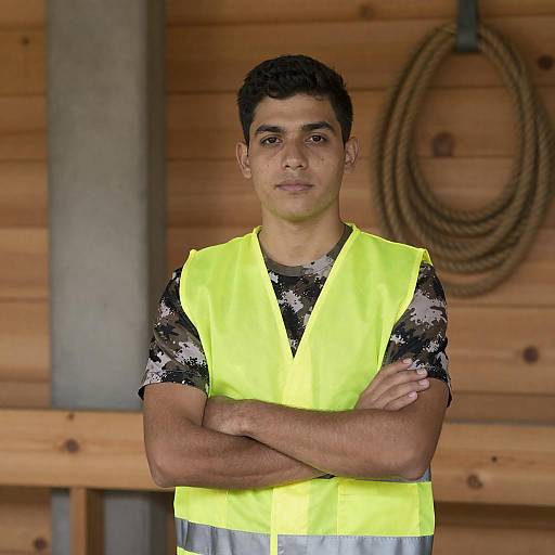 Young Man in Neon Safety Vest