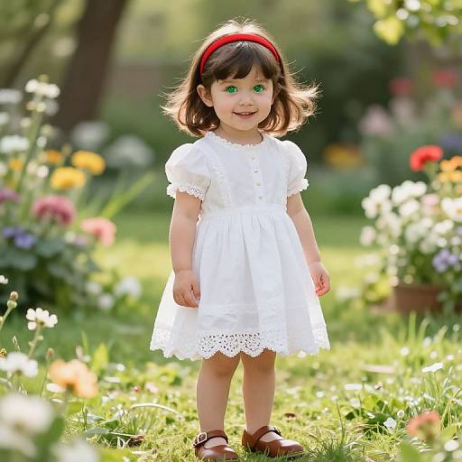 Cheerful Girl in Sunlit Garden