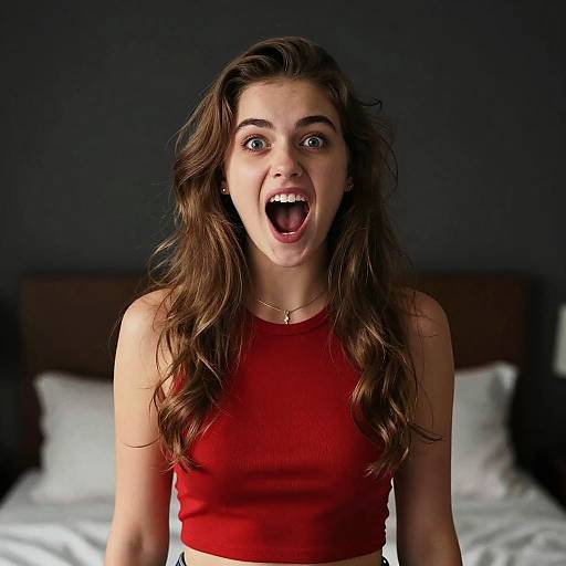 Realistic Portrait of Aroused Young Woman