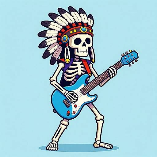 Vibrant Skeleton Rocking Electric Guitar