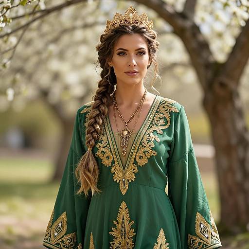 Regal Woman in Elegant Garden Setting