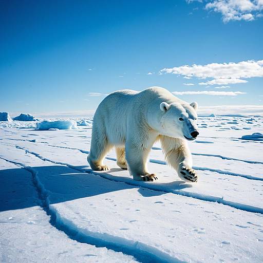 Polar Bear Walking on Arctic Ice