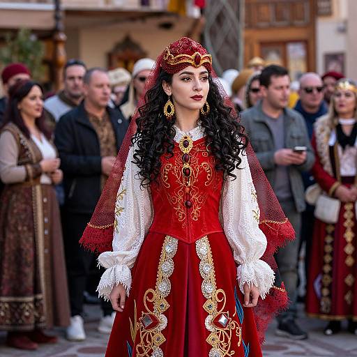 Turkish Warrior Woman Amidst Crowd