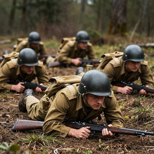 World War II Soldiers in Intense Action