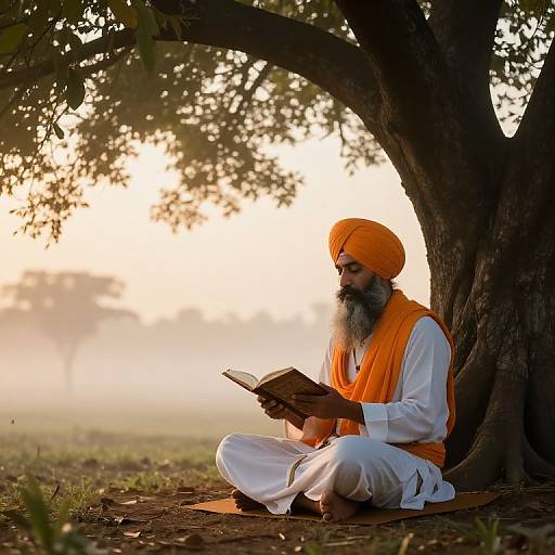 Sikh Sage Meditating at Dawn