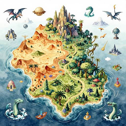 Mythical Archipelago Fantasy Map