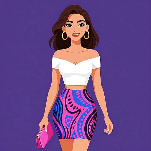 Trendy Smiling Woman in Tribal Outfit