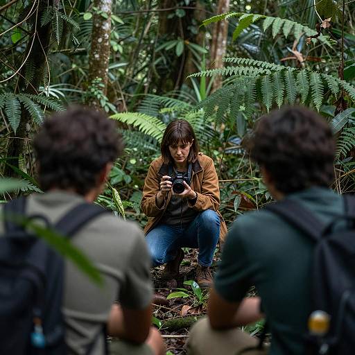 Explorer in a Lush Jungle Scene