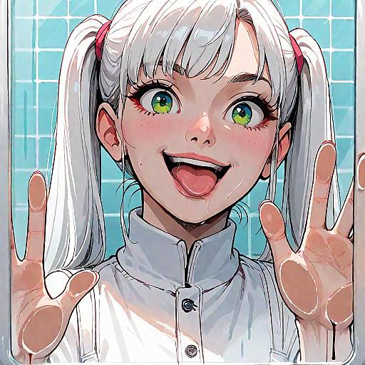 Anime Girl Behind Glass Wall Screencap