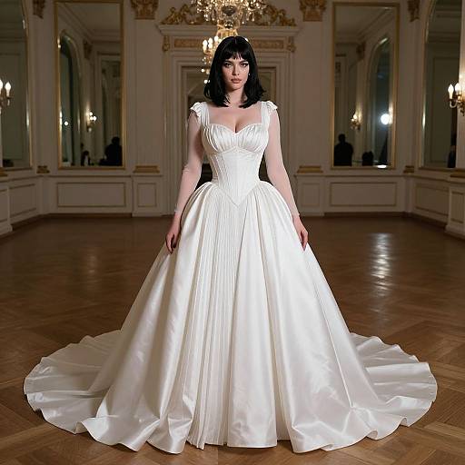 Elegant Woman in Theatrical Satin Gown