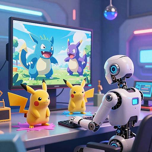 Robot Creating Pokemon Characters in Sci-Fi Studio