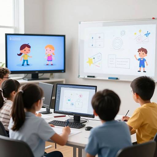 Kids Collaborating on Digital Project