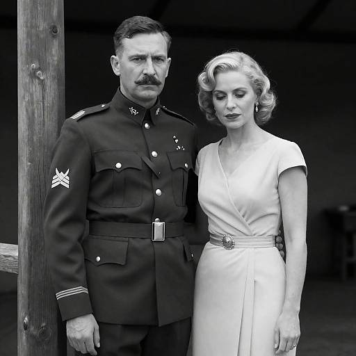 Elegant Military Portrait in Black and White